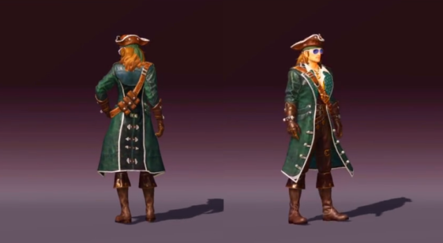 这套海岛船长套装三级头和二级包网络上都有爆料过,还是比较有特色的