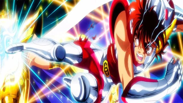 星矢一脚踢飞被幻胧魔皇拳控制的艾欧里亚.