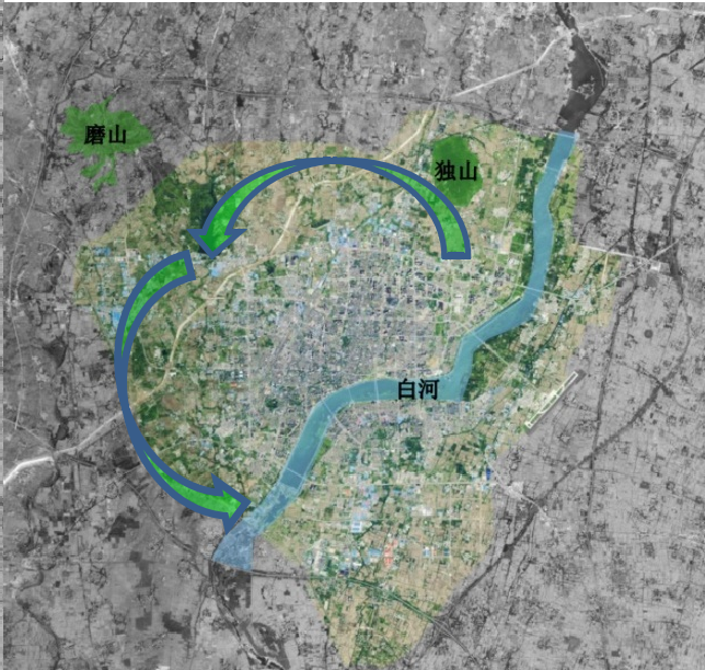 南阳中心城区建设用地内最重要的水系为白河,与南水北调干渠一起组成
