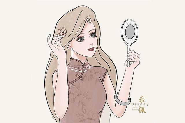 当迪士尼公主换上旗袍艾莎女王化身贵妇木兰又可爱又俏皮