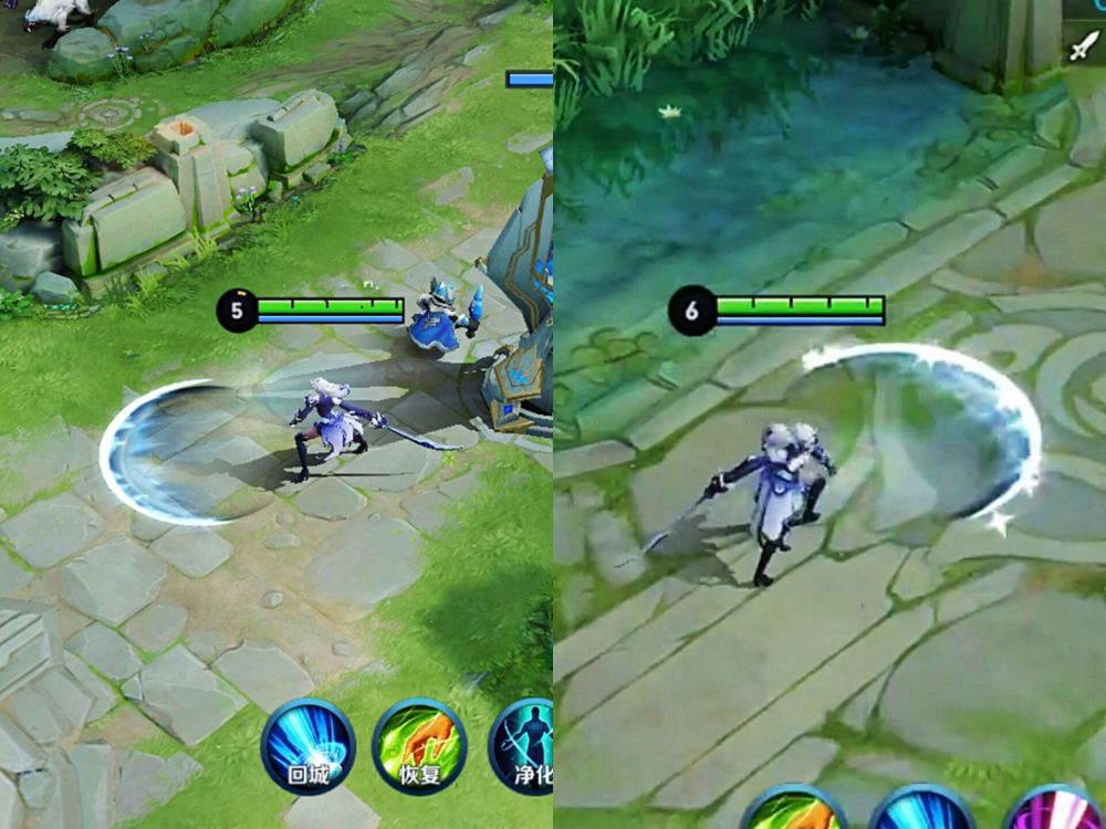 优化后的露娜普攻剑气变成淡蓝色,剑气上还有星光特效超级仙!