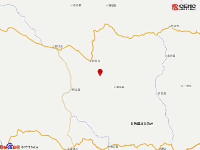 四川甘孜州炉霍县发生36级地震