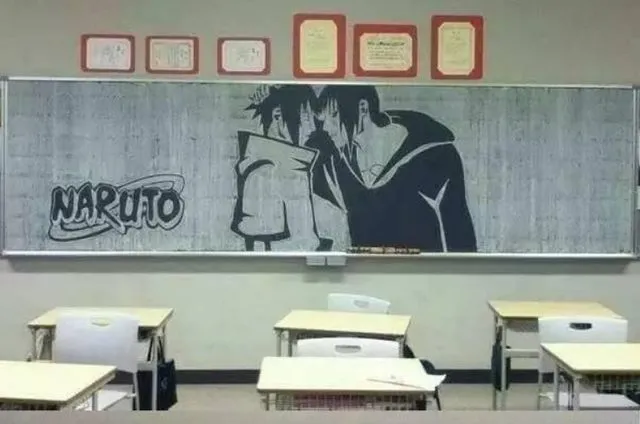 有一种黑板报是别人家学校的,火影还好,看到魔道祖师:酸了!