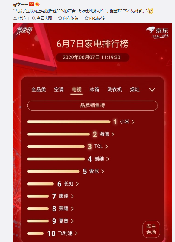 卢伟冰再次缺德荣耀智慧屏,销量不行还漏光,但事实荣耀已成黑马