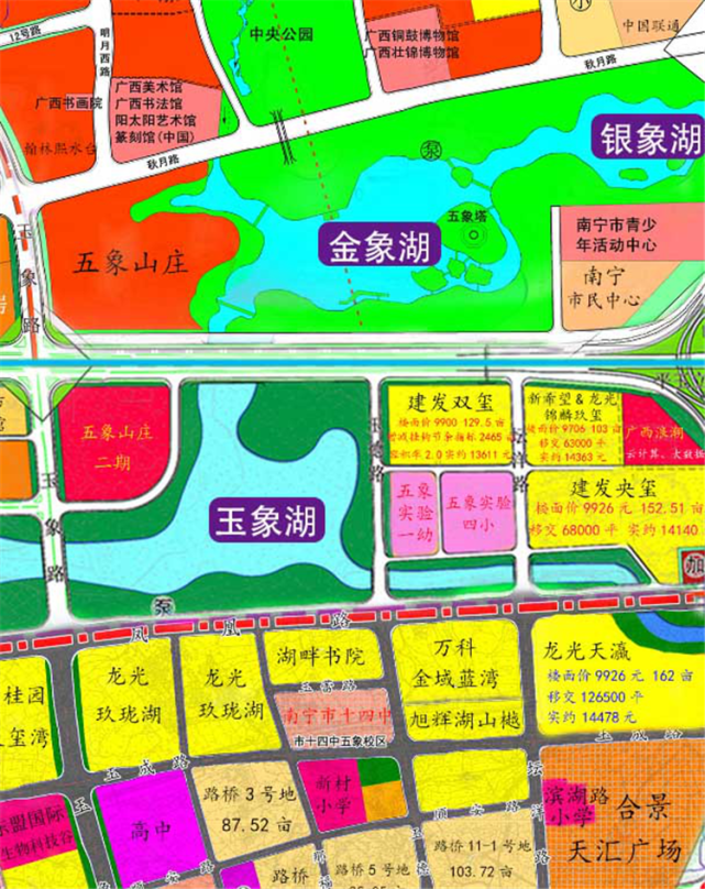 五象新区11大湖景板块房价呈三级梯度