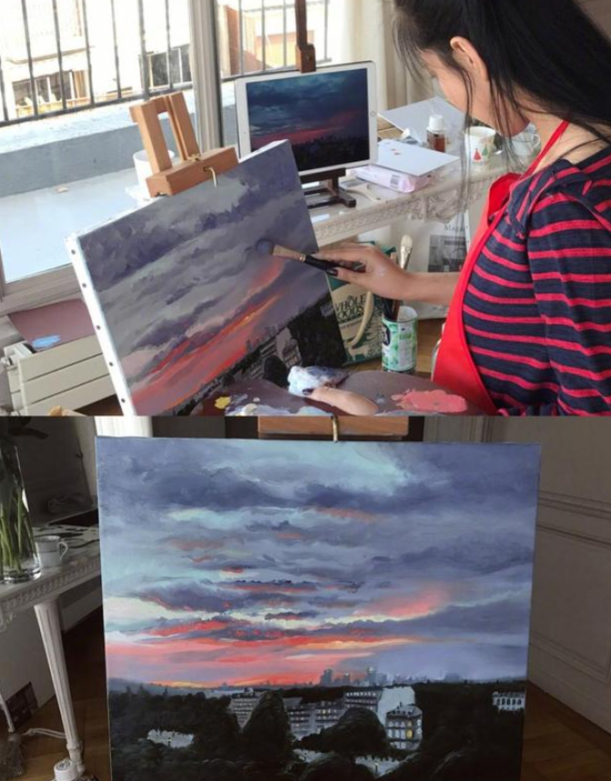 张馨予摆摊儿卖油画实际暴露自己绘画水平精致生活让人羡慕