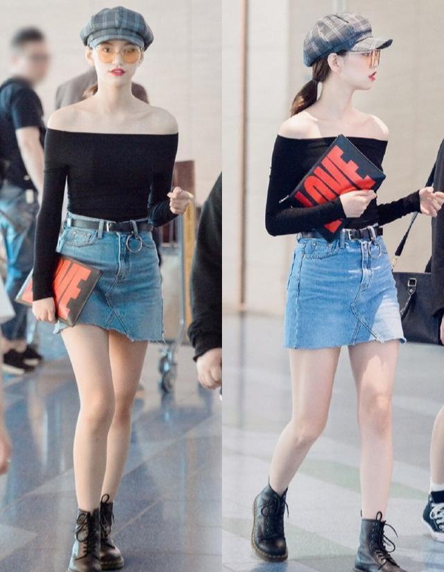 女明星一字肩穿搭合集,裴珠泫,虞书欣元气吸睛,甜辣风才是王道