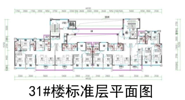 其中6#樓(18f)為兩梯四戶設計,均為4房2廳2衛戶型,開間7米的大橫廳