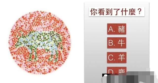 驾考色盲测试:如果你看到的是羊,证明你是色盲或者色弱!开车要小心了!