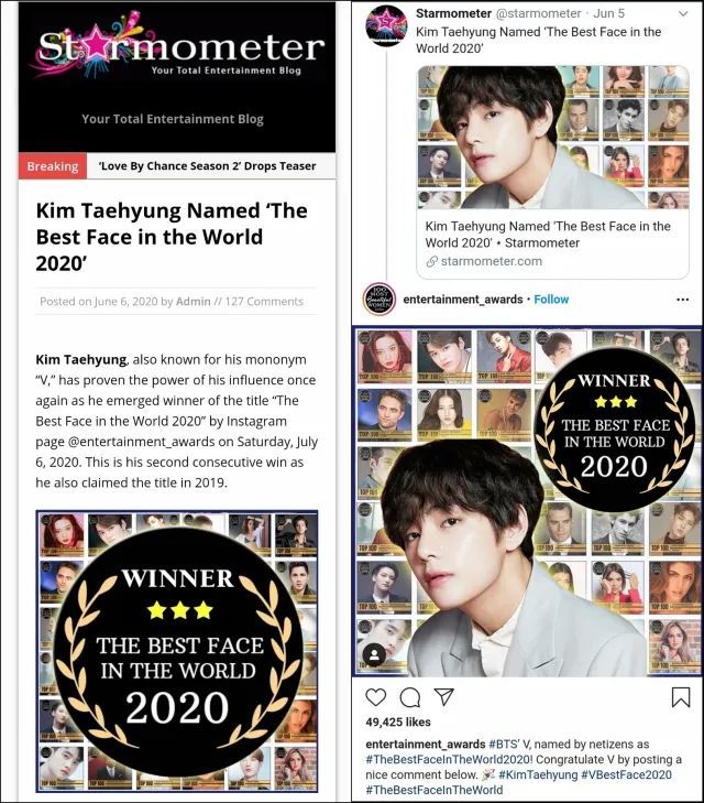 年全球最帅男星排行 韩国男星包揽前三 第一名实至名归 Top10world 韩国 娱乐 Starmometer Famous Star101 金泰亨 防弹少年团