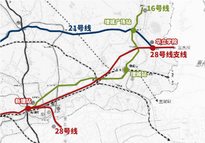 根据多方资料透露,定位为湾区东西快线的28号线支线,将规划从新塘至