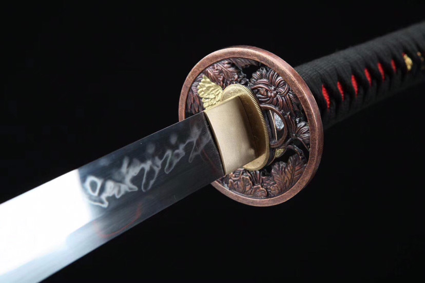 乱纹烧刃武士刀-修罗,手工锻造t10烧刃研磨