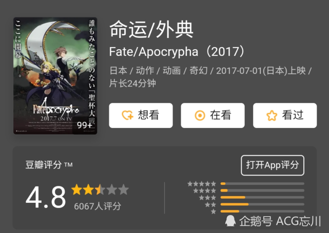 F A 豆瓣评分低至4 8 Fate系列有史以来最 烂 的作品 腾讯网