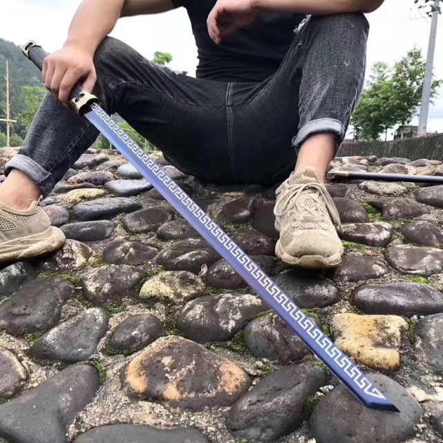 素装唐刀水星弹簧钢一体锻打刀身烤烂嵌银粉