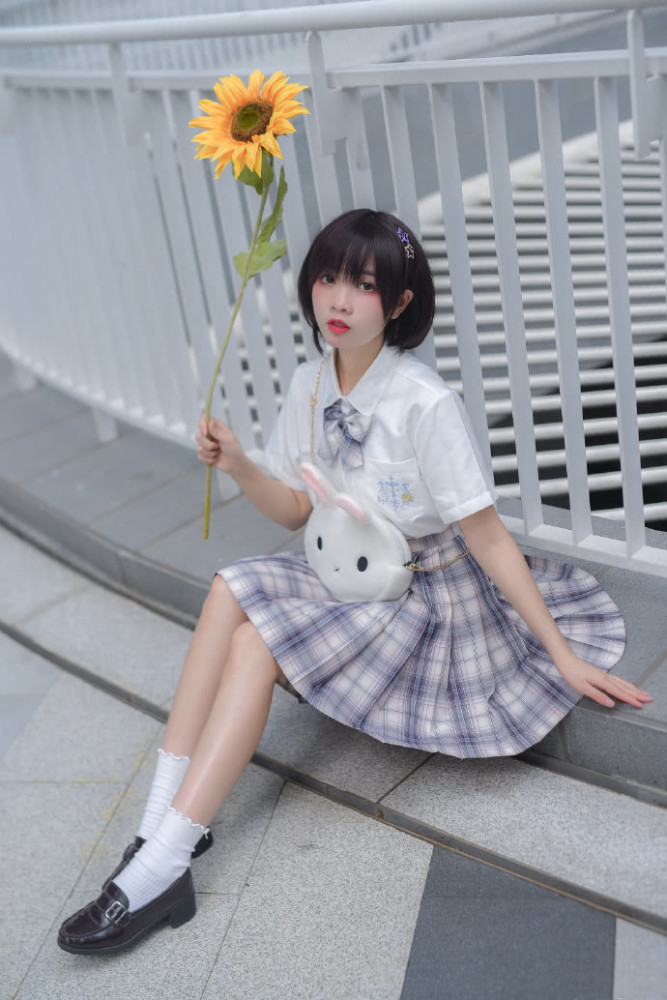 jk少女白夜霓虹格裙