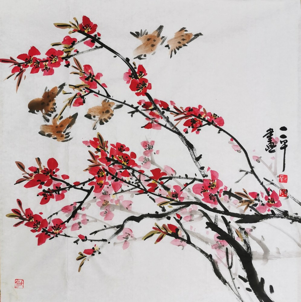 姜建平花鸟画作品