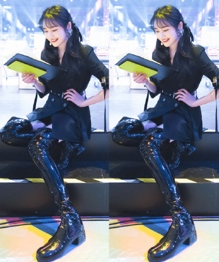 郑爽郑爽黑丝过膝靴郑爽黑蝴蝶