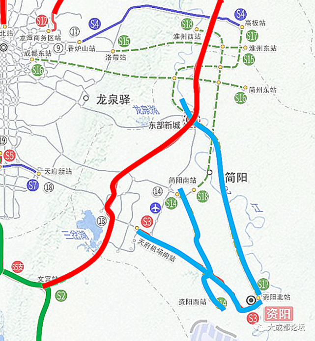 成都东部新区及资阳方向轨道交通网络规划