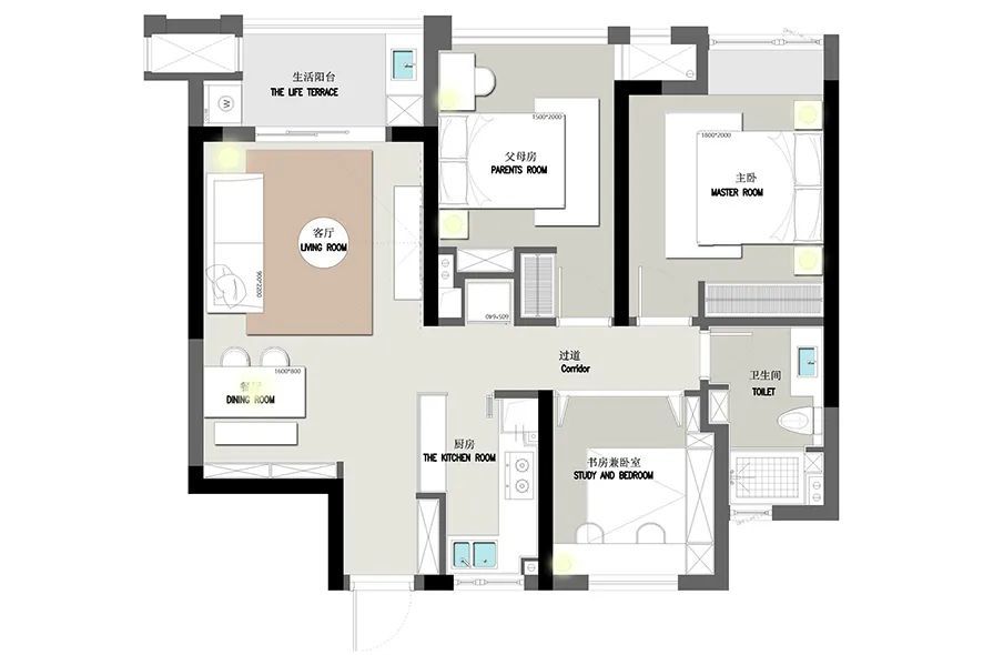色块拼接与轻盈线条让简洁的北欧风空间拥有丰富的层次张力