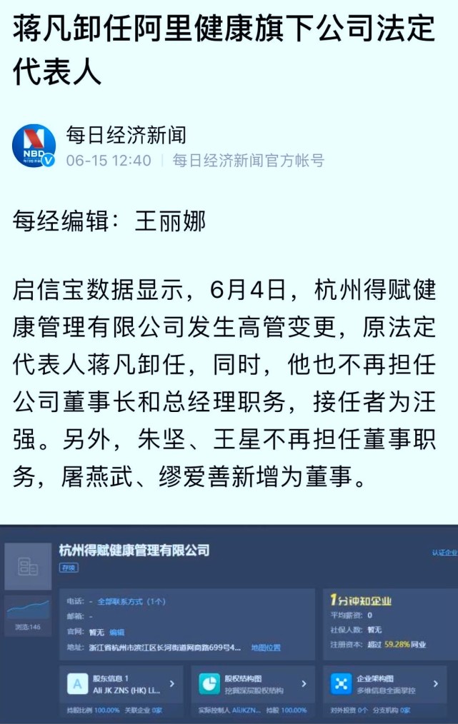风波没完蒋凡卸任阿里旗下公司法定代表人董花花自曝湖边发呆两小时