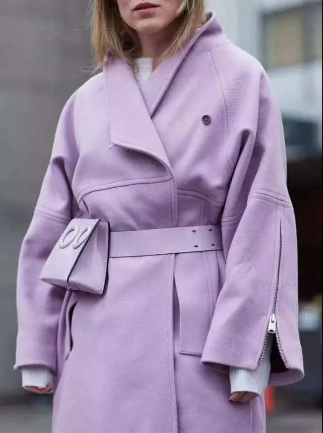 粉紫色非常洋气,紫色中带着粉调,优雅的色调无论作为通勤装,还是出游