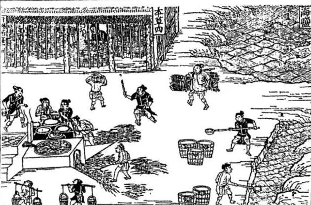 古代官办督盐的现场,能够看到军队监督