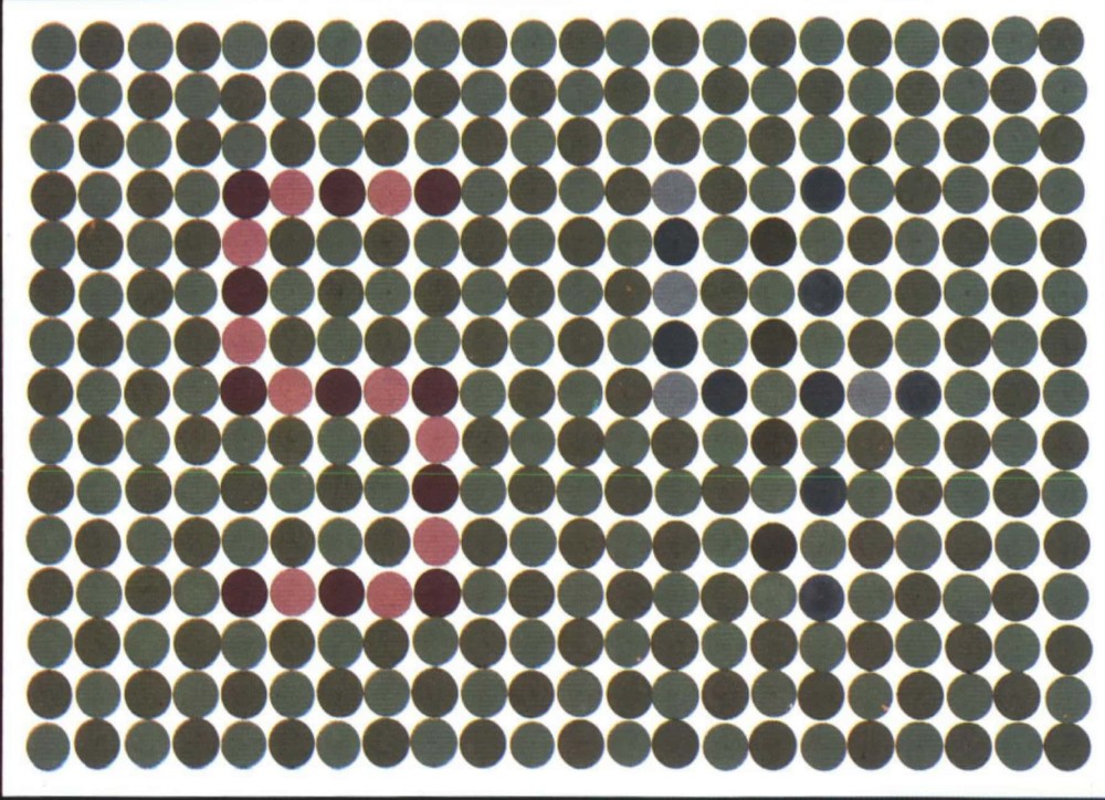 3张色觉检测图,6个阿拉伯数字,我只识别对了5个!