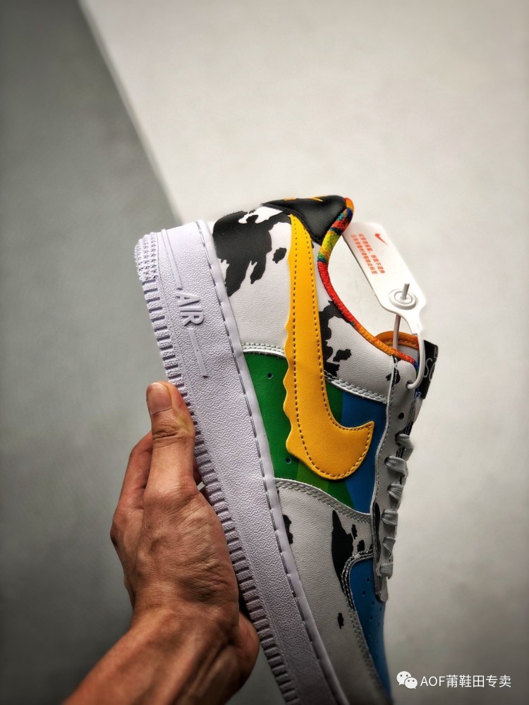 国外个人定制af1空军一号x联名奶牛冰淇淋开箱测评