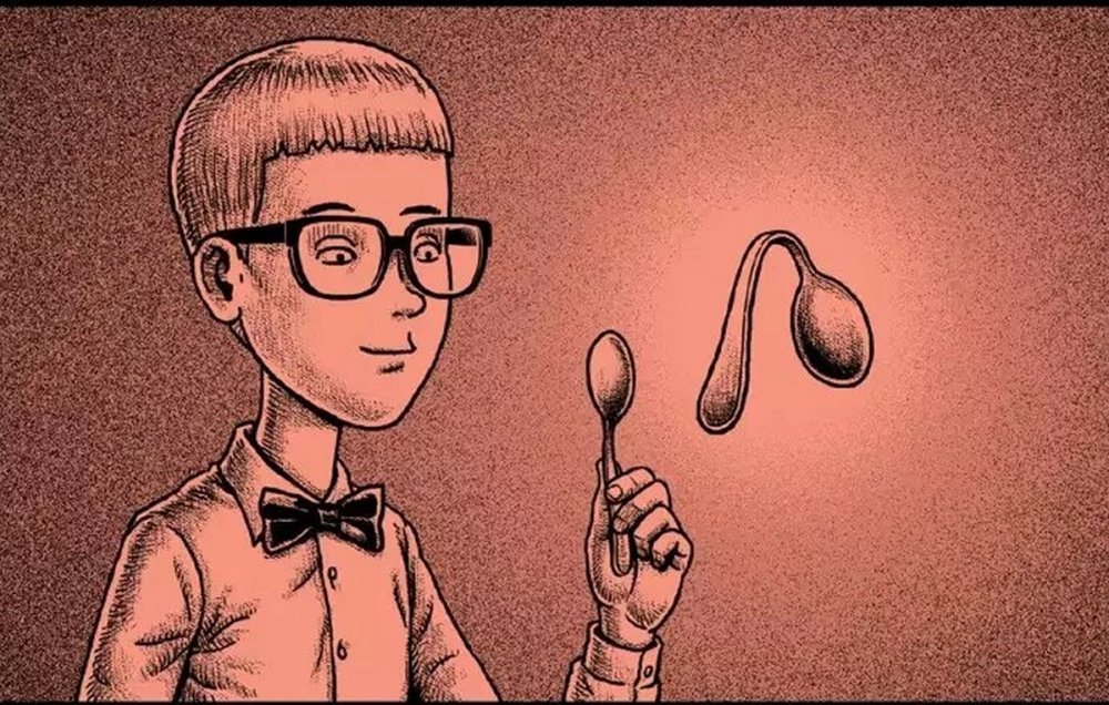 惊悚漫画:男孩的魔术没成功,下一位男孩拿起时却变弯了,原来是魔术有