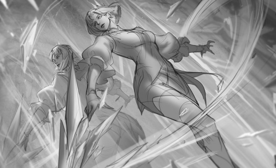 东方镜伴生皮肤冰刃幻境废稿曝光看到方案3做成星元皮肤吧