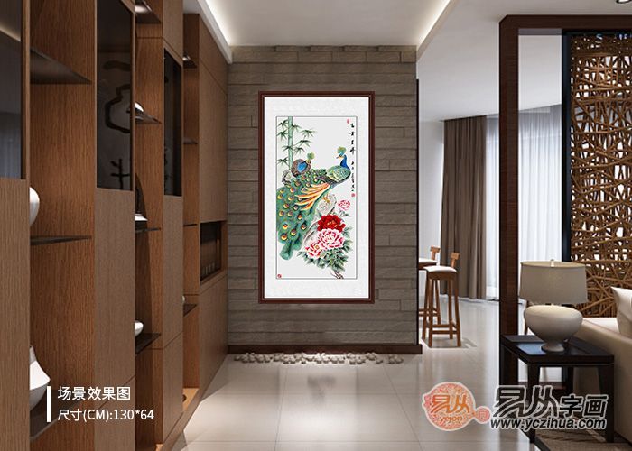 玄关|迎门玄关墙就得挂这样的花鸟画 有颜又吉祥