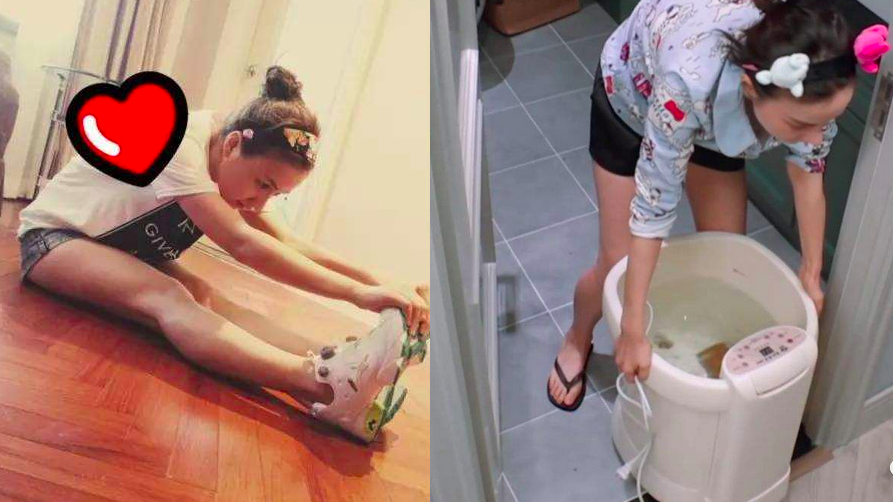 泡脚健身当然,除了饮食上要把控好之外,泡脚和适当的拉伸健身也是吴昕