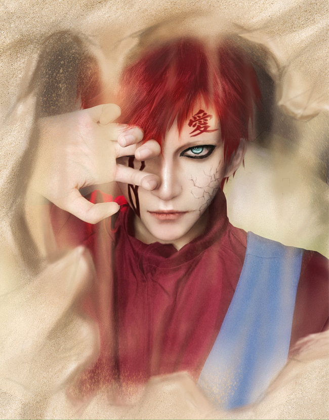 火影忍者手游cos:史诗级我爱罗仿妆,cg脸堪比原画,网友:童年男神!