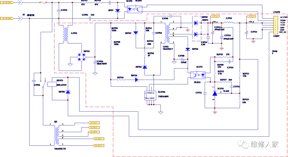 雅马哈功放不开机故障检修1例
