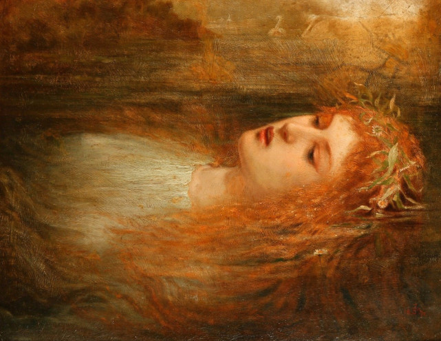 哈姆雷特的爱人精神失常落入水中很多画家根据这一情节画出了优秀的