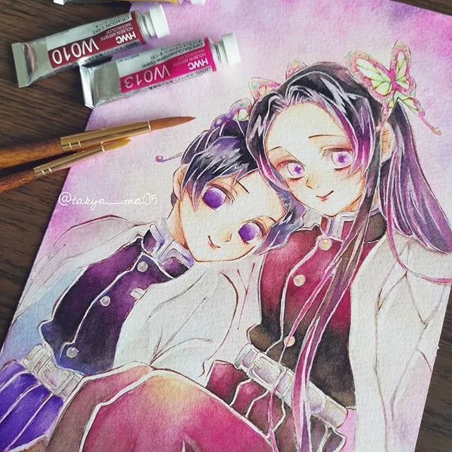 水彩彩铅 上色动漫人物效果太好看了