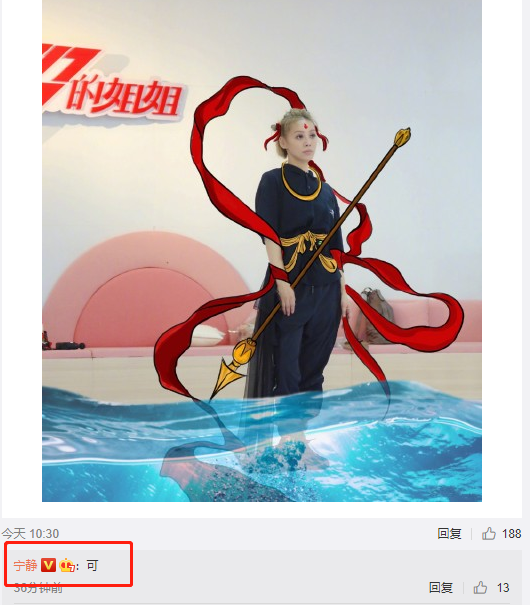 其他姐姐"乘风破浪",唯有宁静p图哪吒要"闹海"