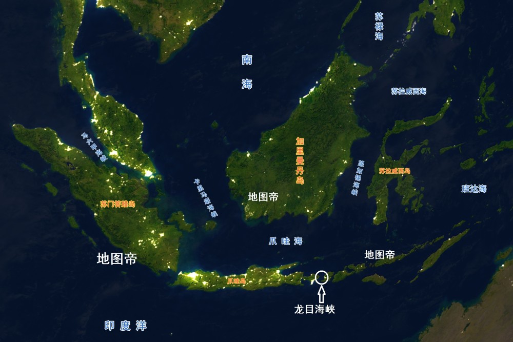 在东西方向航道上,20万吨货轮不走马六甲海峡和巽他海峡,只能走龙目