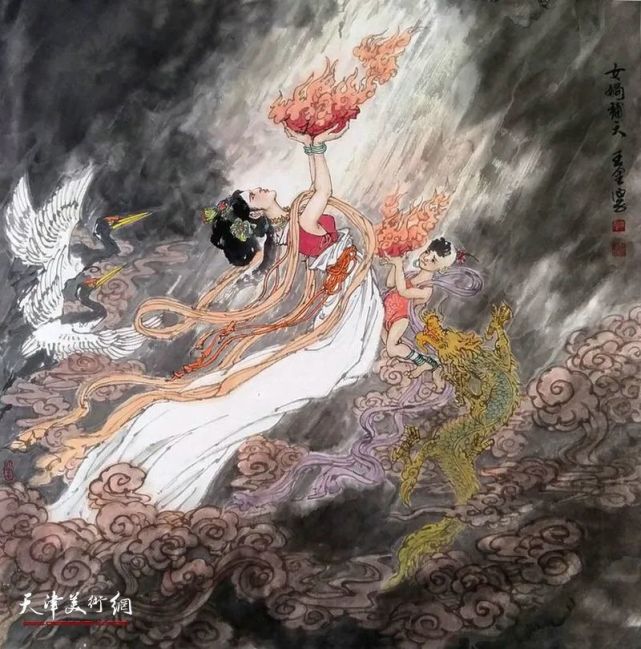 王金厚作品:女娲补天王金厚作品:共工怒触不周山王金厚作品:精卫填海