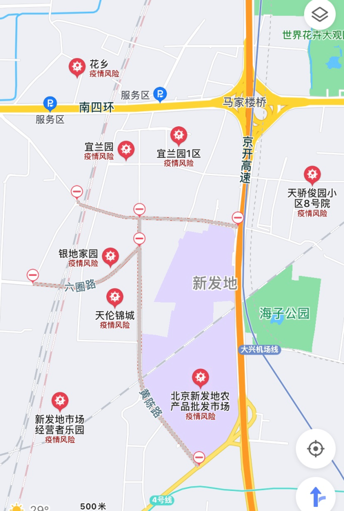 来源:高德地图位于新发地市场周边的新发地长途客运站已经停运.