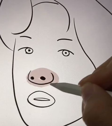 美术生在白纸上画王一博第一眼这是猪鼻子成品原谅我笑了