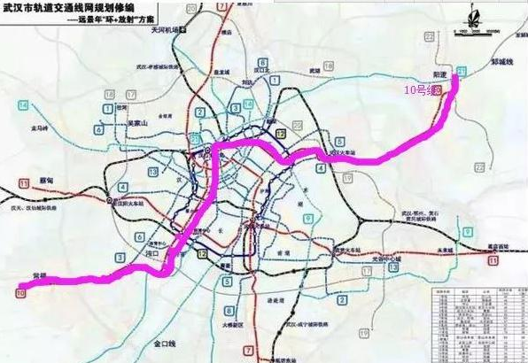 武汉正在规划地铁十号线全长88公里沿途穿越9大城区