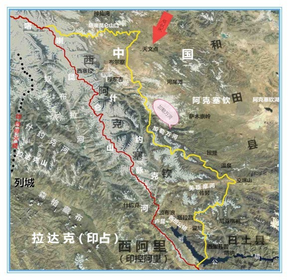 现在,我们一起来看两张地图,就可以将加勒万河弄清楚了.