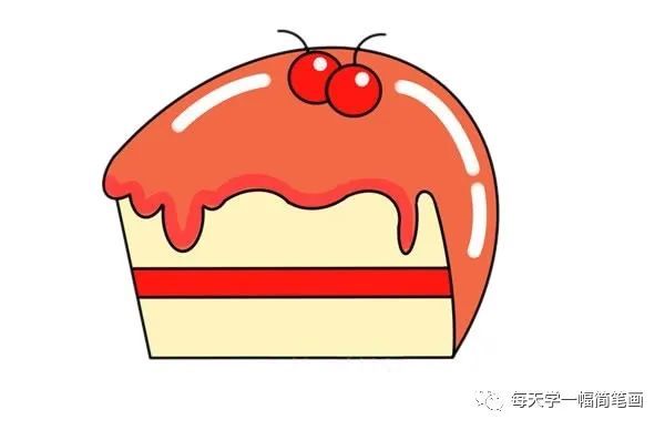 每天学一幅简笔画夹心蛋糕简笔画画法步骤图片教程