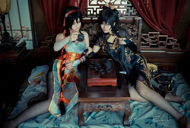 cos正片洛天依金丝雀旗袍乐正绫凤凰式旗袍