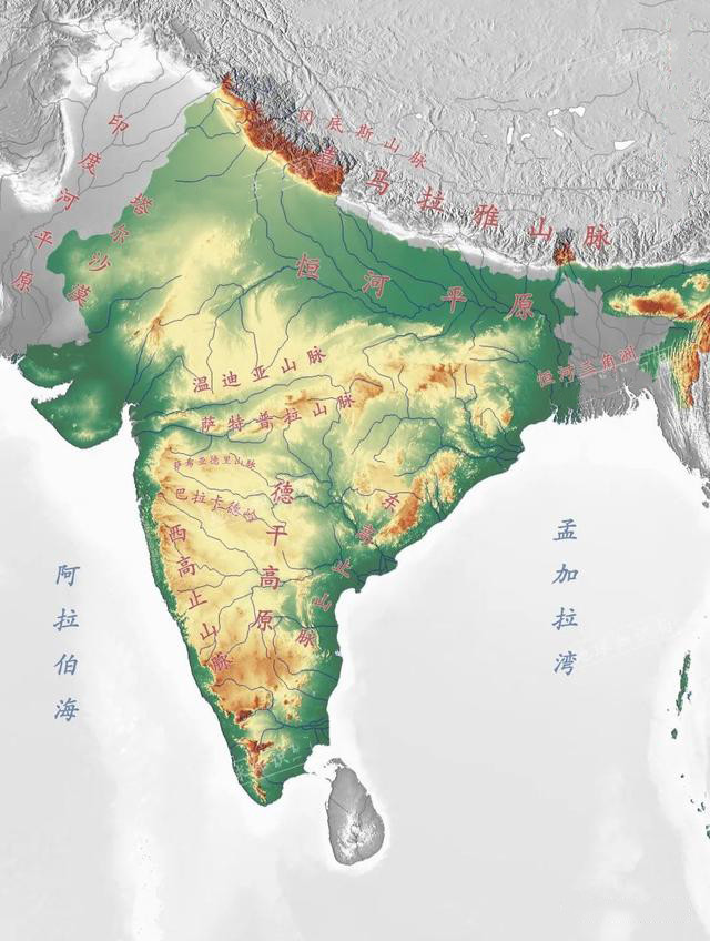 印度喜马拉雅山脉地图图片
