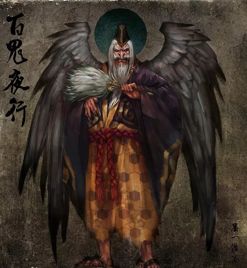 《百鬼夜行》中的天狗这个装束与游戏《阴阳师》中的美男子大天狗也是