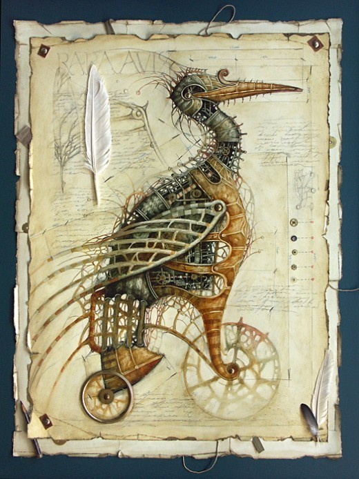 插画师gvozdariki蒸汽朋克风格动物插画作品