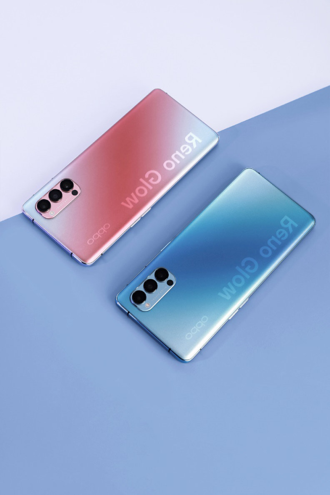 oppo reno4系列这两款红蓝配色太甜,情侣们赶紧安排起来