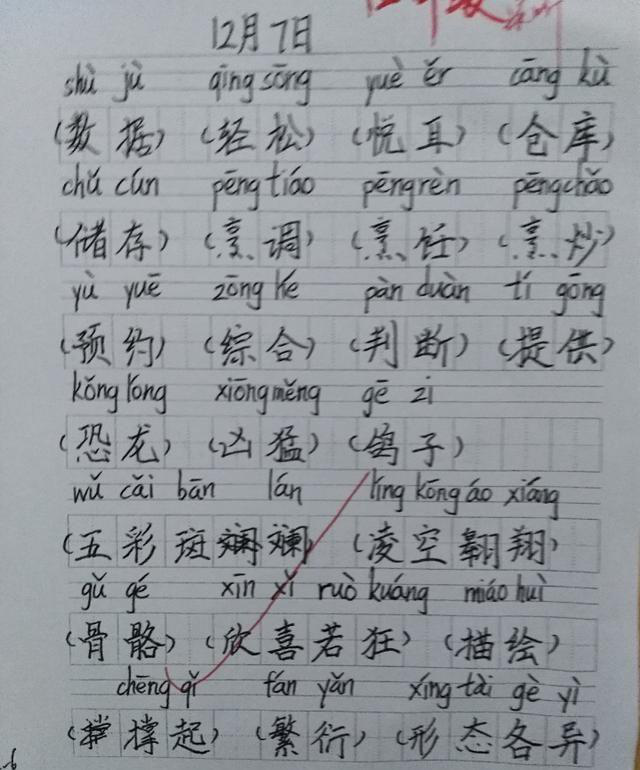 小学生语文作业在网上走红,字迹工整如印刷体,网友看后:好字!